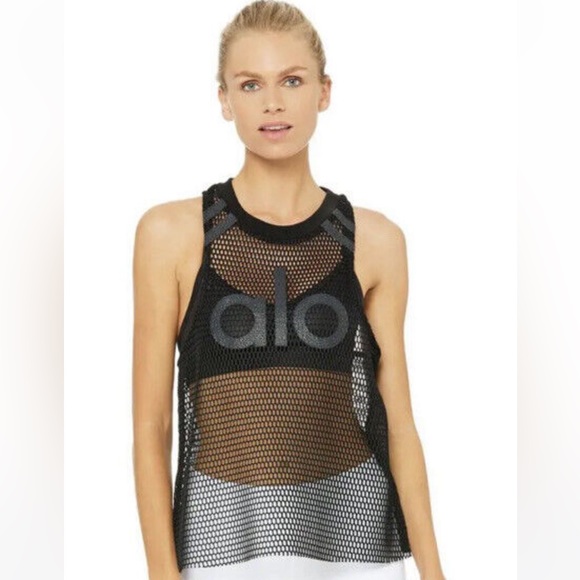 ALO Yoga Tops - ALO yoga Mesh Tank w/Grey Crackle alo S